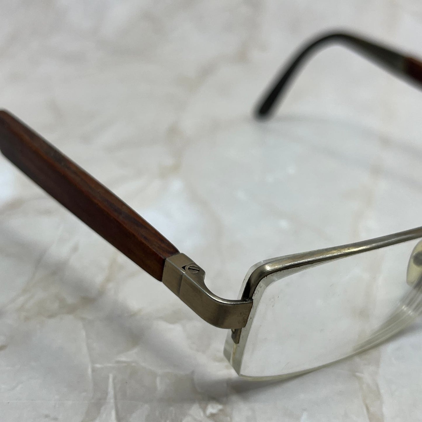 Rectangle Wood Arm Half Rim Sunglasses Eyeglasses Frames TE9-G5-7
