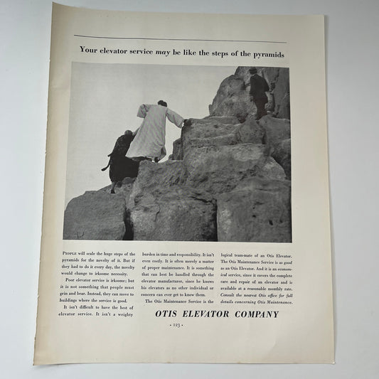 Otis Elevator Company - Scaling the Pyramids 1935 Ad V1-4