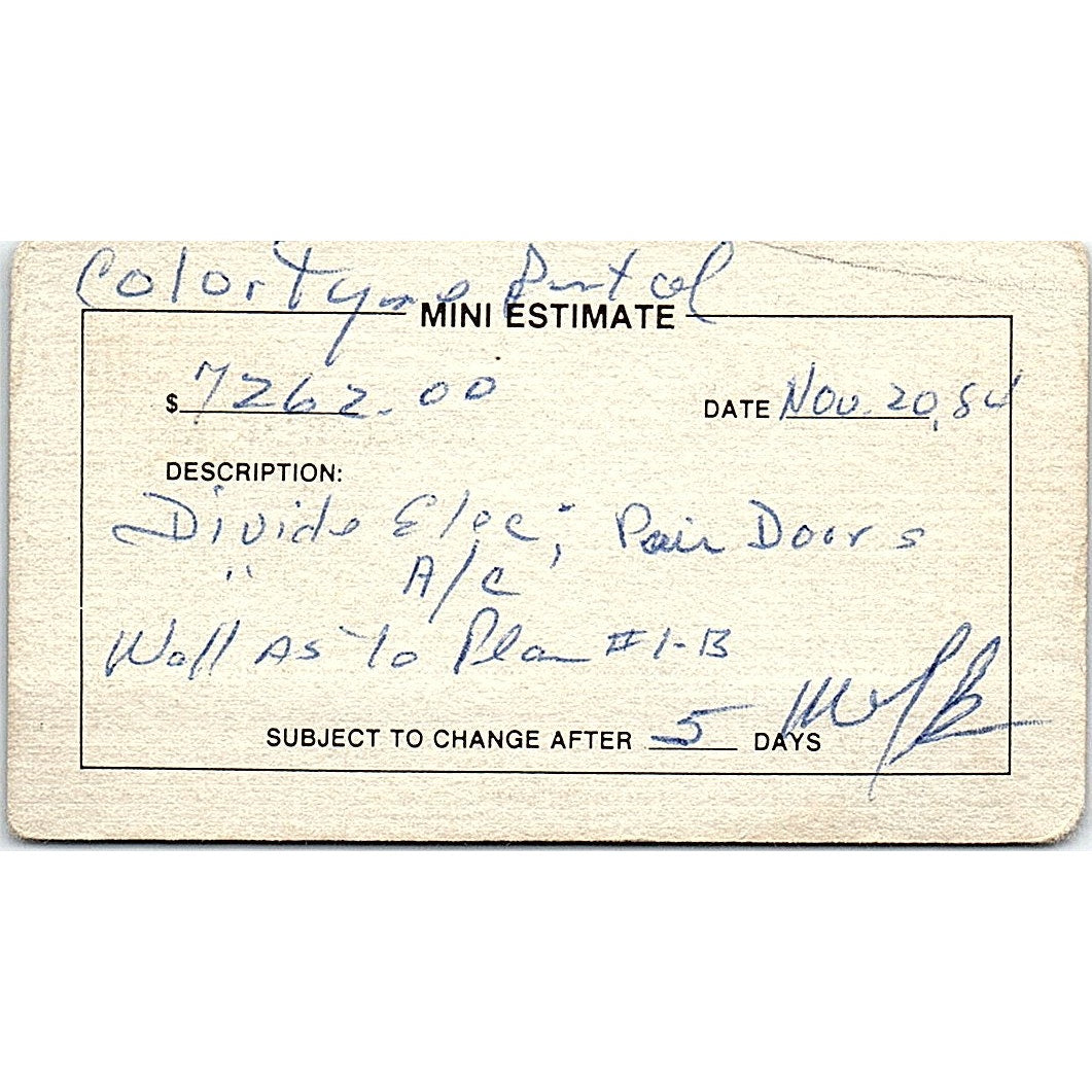 Bremser Construction Killeen TX Vintage Business Card SD9-B3