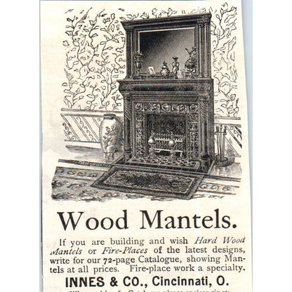 Wood Mantels Innes & Co Cincinnati OH c1890 Victorian Ad AE8-CH8