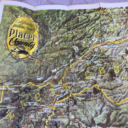 c1960 Placer County CA Fold Out Travel Brochure & Full Color Map TH9-CB