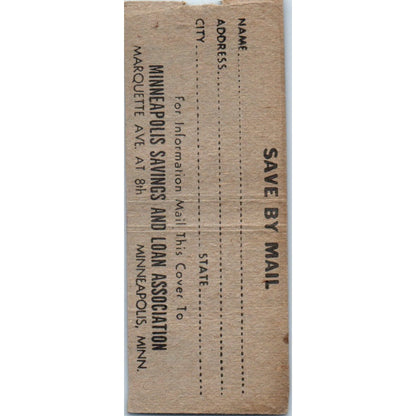Minneapolis Savings & Loan Good Shelter Tree Vintage Matchbook Cover SD4-Y16
