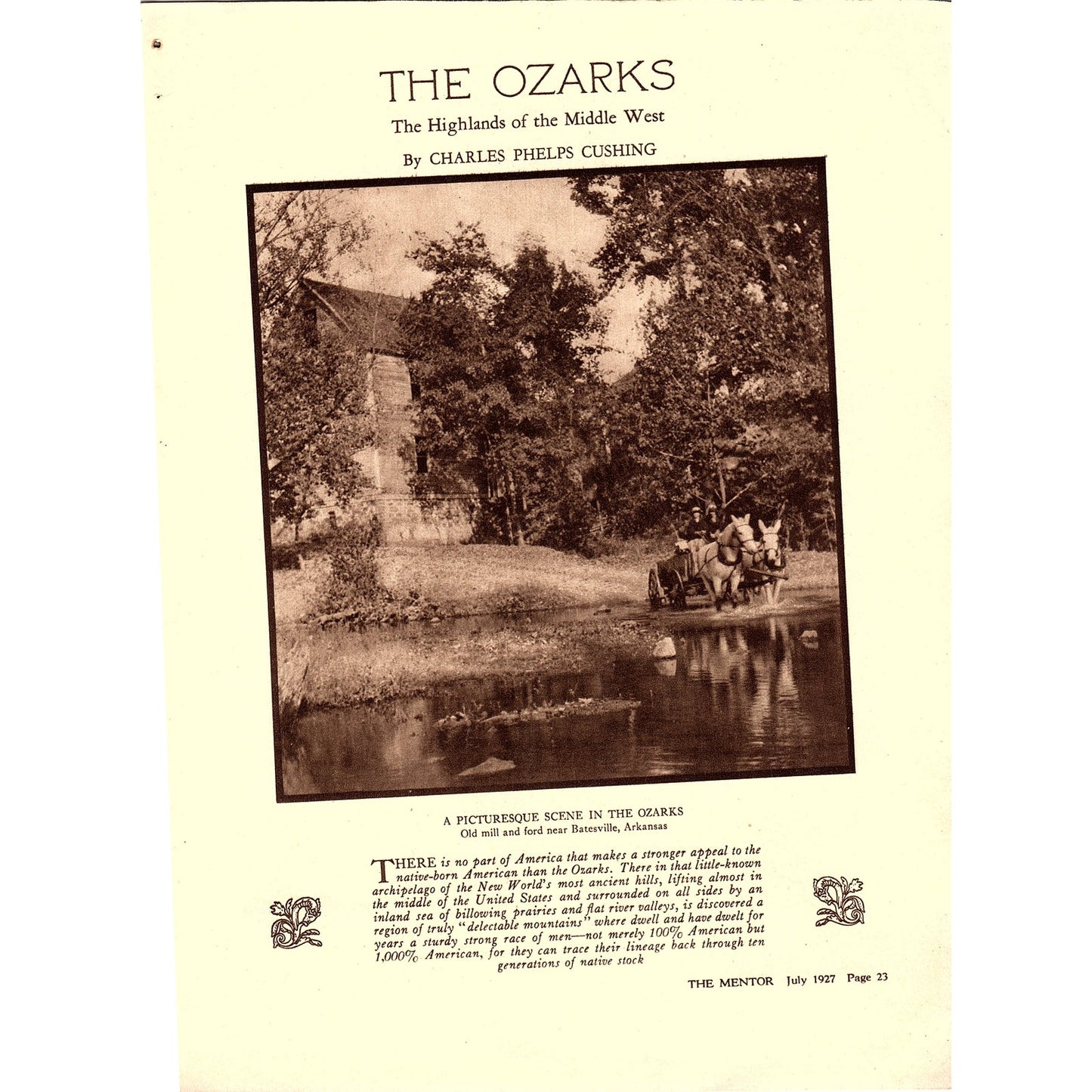 The Ozarks - Highlands of the Middle War Charles Phelps Cushing 5 pgs 1927 AG3-5