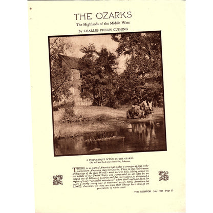 The Ozarks - Highlands of the Middle War Charles Phelps Cushing 5 pgs 1927 AG3-5