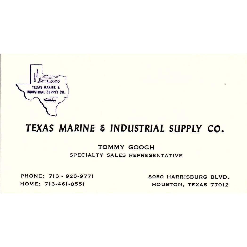 Texas Marine & Industrial Supply Tommy Gooch Houston TX  Business Card SB4-B11