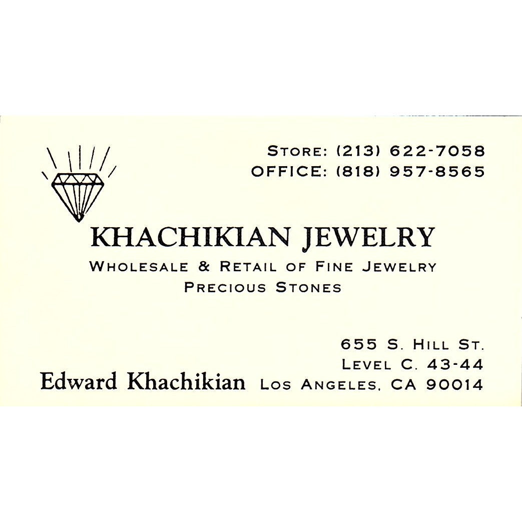 Khachikian Jewelry, Edward Khachikian, Los Angeles CA. Business Card SF3-B9