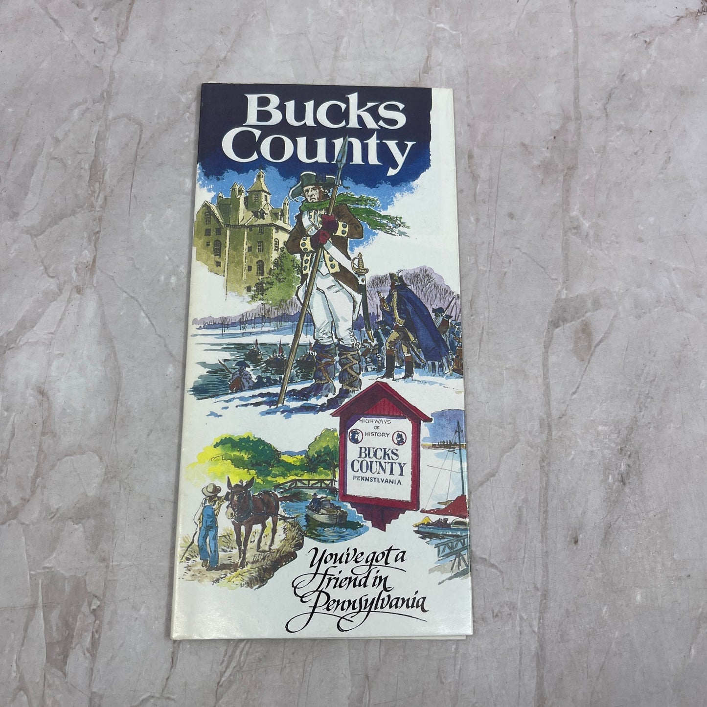 1970s Bucks County Pennsylvania Travel Guide and Fold Out Map TH9-TM2