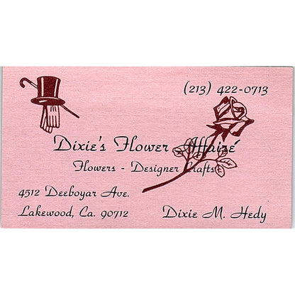 Dixie's Flower Affaire, Dixie M. Hedy, Lakewood, CA vintage Business Card SF3-B8