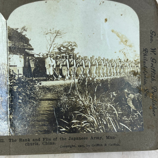 1905 Japanese Army Marching at Manchuria China Stereoview Card TF5-L3