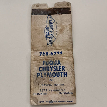 Fuqua Chrysler Plymouth Dunkirk Indiana Vintage Matchbook MB59-1