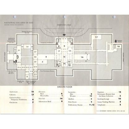 1970s Washington DC National Gallery of Art Fold Out Map TF4-BC