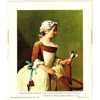 Jean Baptiste Chardin - Girl With Battledore and Shuttlecock Art Print 4x5 V12