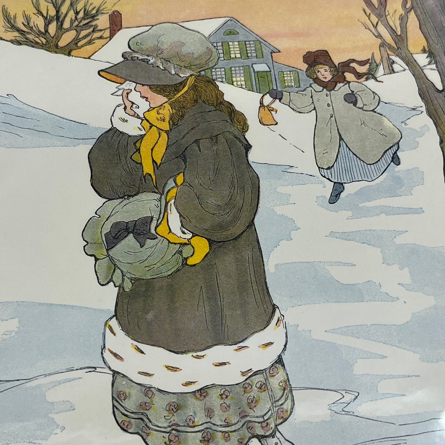 Lucy Locket Mother Goose Nursery Rhyme Vintage Print Blanche Fisher Wright FL6-9