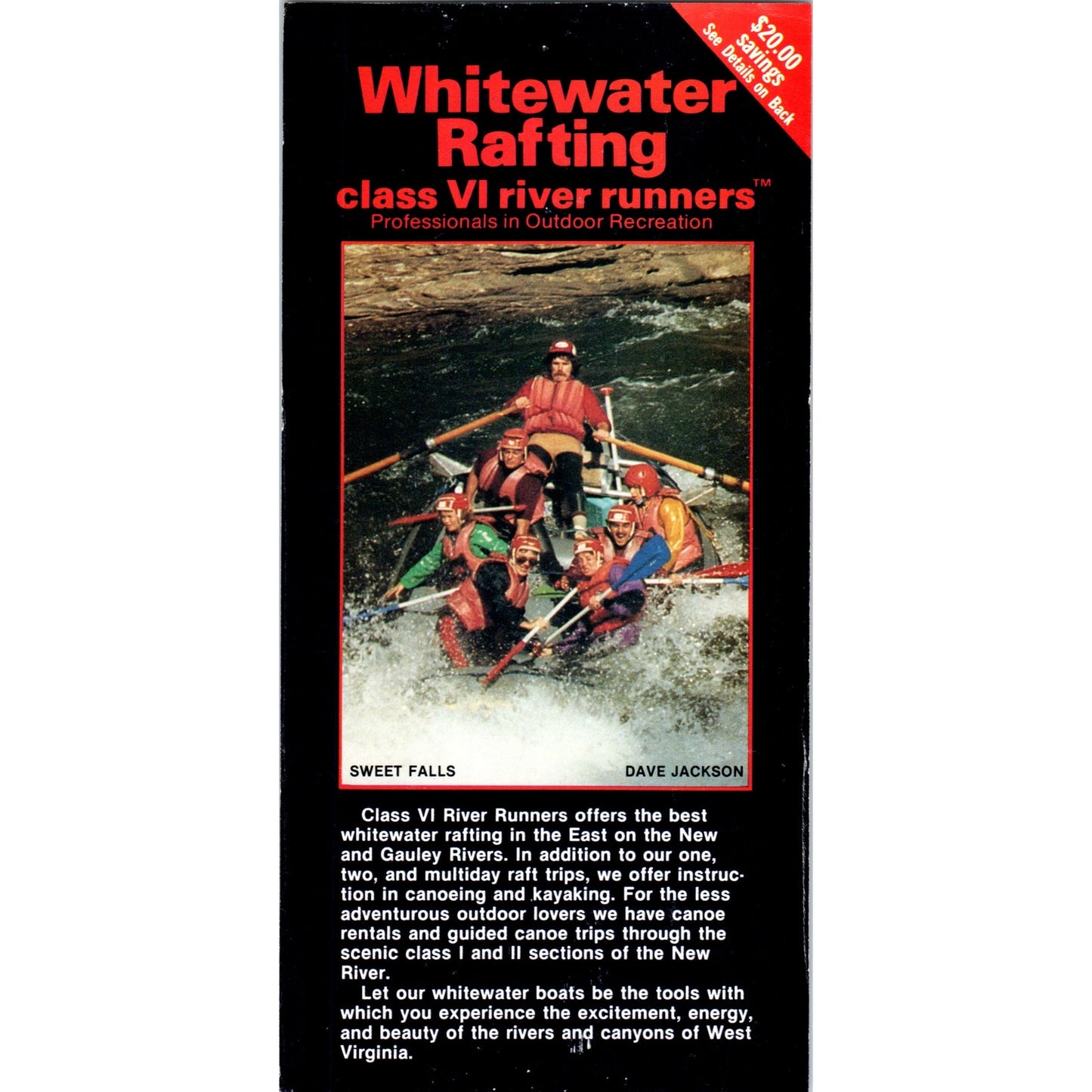 Vtg Whitewater Rafting Class VI River Runners Sweet Falls Dave Jackson WV TH2-O1