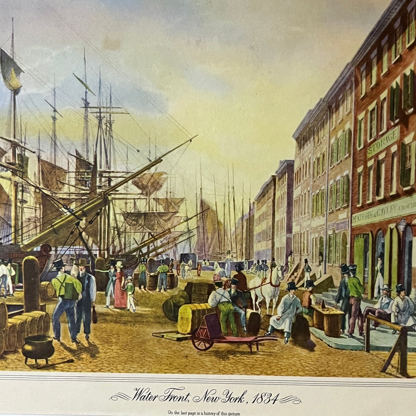 Water Front New York 1834 Vintage Art Print 9.5x13 V5