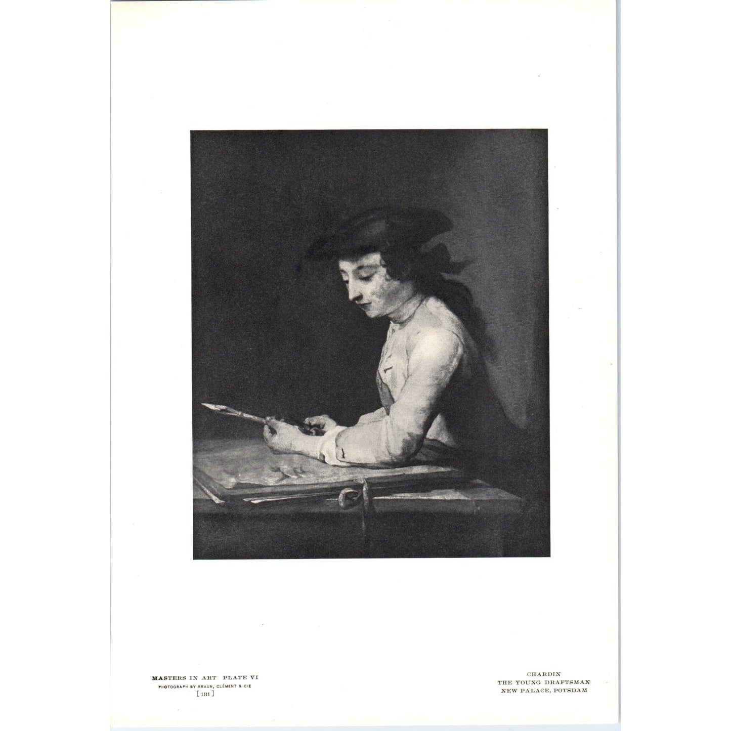 The Young Draftsman - Chardin c1905 Art Print D16