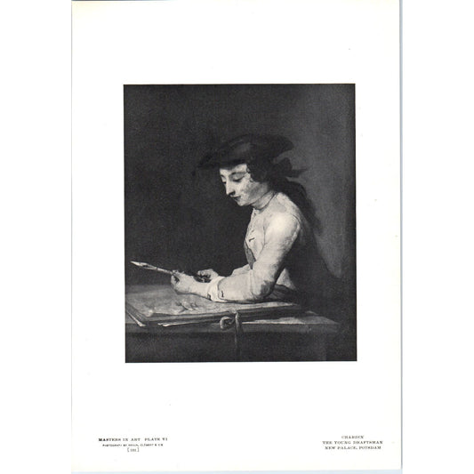The Young Draftsman - Chardin c1905 Art Print D16