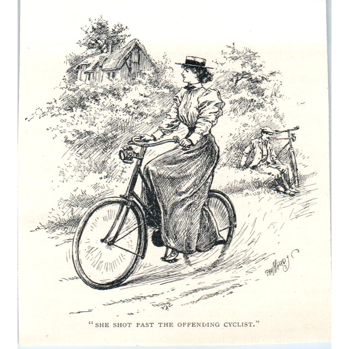 Victorian Lady Riding a Bicycle 1897 Victorian Illustration AE9-TS5