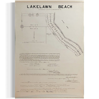 Lakelawn Beach Kroon Lake Lindstrom Chisago County MN Vintage Plat Map RM1