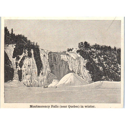 Montmorency Falls Near Quebec in Winter 1901 Engraving AF2-O1