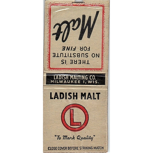 Ladish Malting Co Milwaukee WI Vintage Matchbook Cover SE5-Y2
