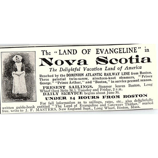 Land of Evangeline Nova Scotia Dominion Atlantic Railway JF Masters 1903 AF8-M7