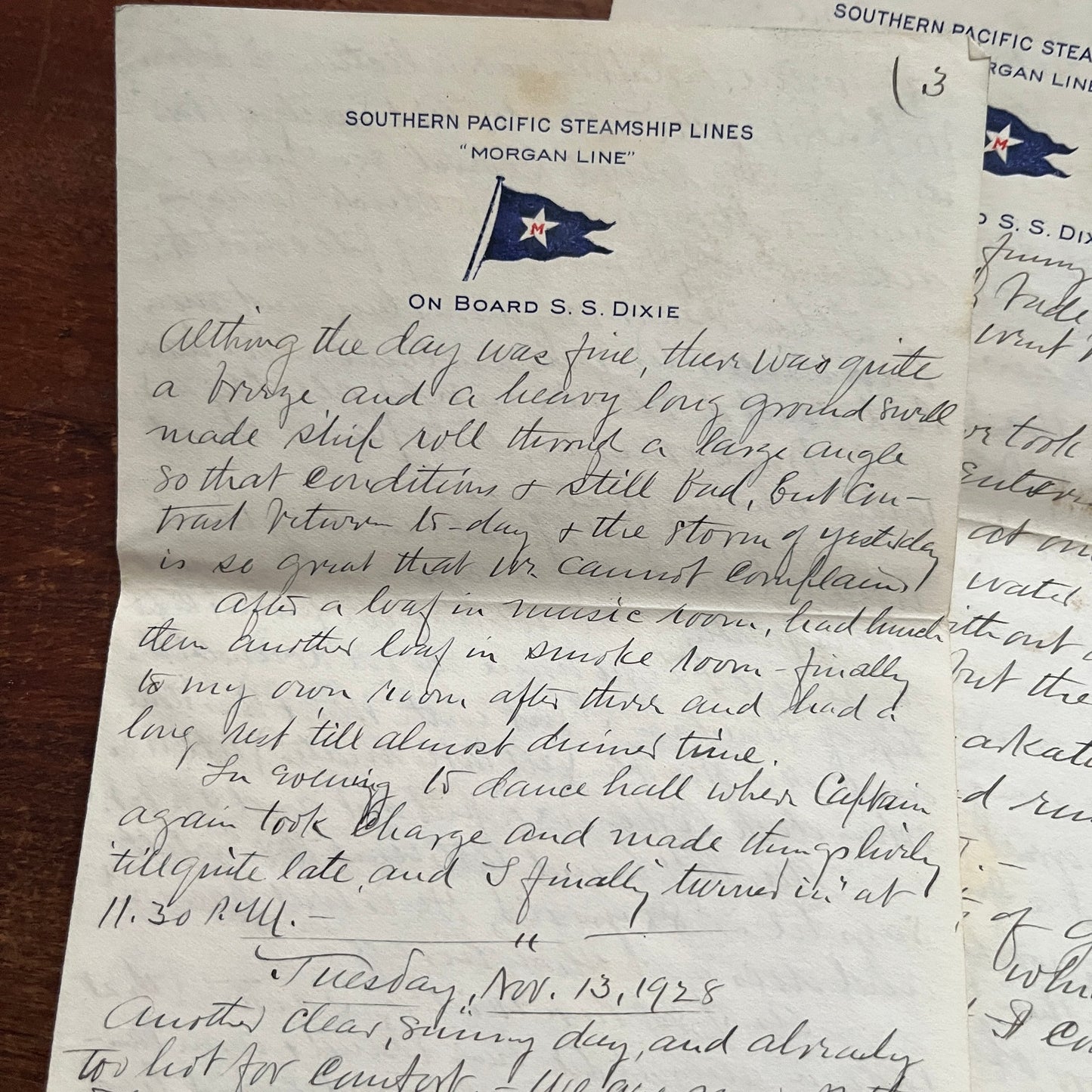 1928 Southern Pacific Steamship Morgan Line SS Dixie Handwritten Letter AF4