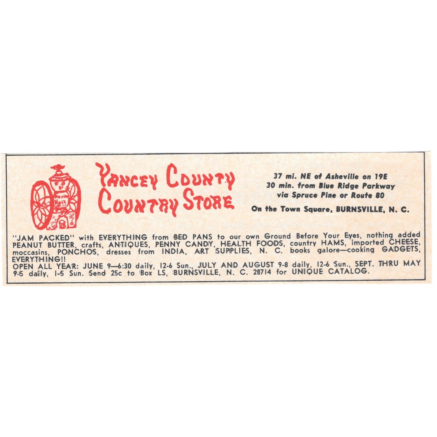 Yancey County Country Store Burnsville NC 1973 Magazine Ad AD8-B9