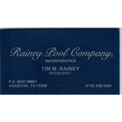 Tim W. Rainey Pool Company Houston TX Vintage Business Card SD4-B2