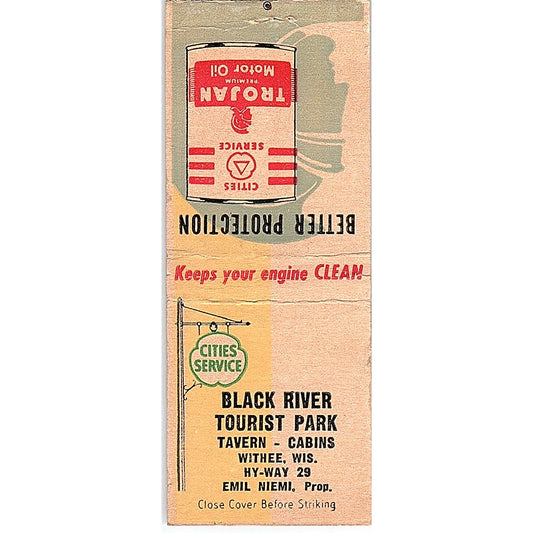 Black River Tourist Park Emil Niemi Withee WI Vintage Matchbook Cover SE5-Y1