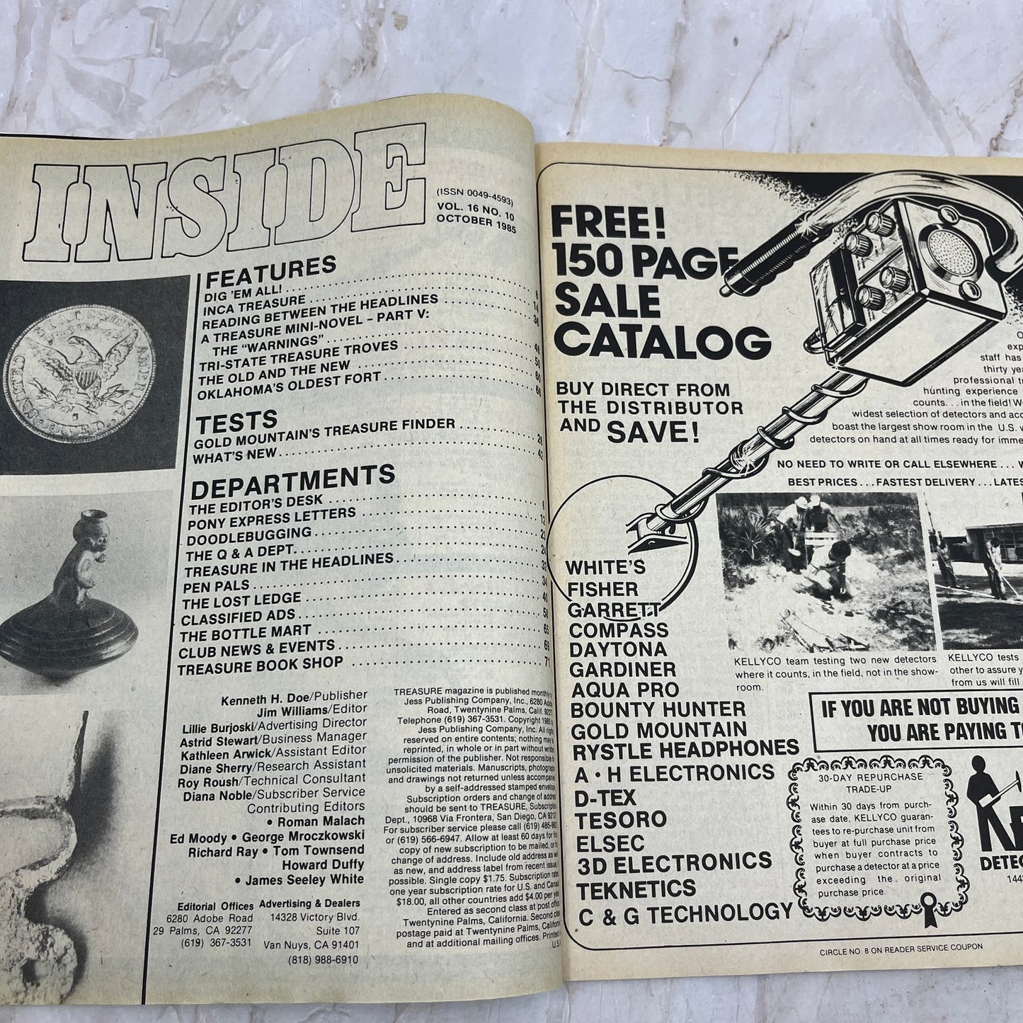1985 Oct - Treasure Magazine - Treasure Hunting Metal Detecting Gold Coins M10