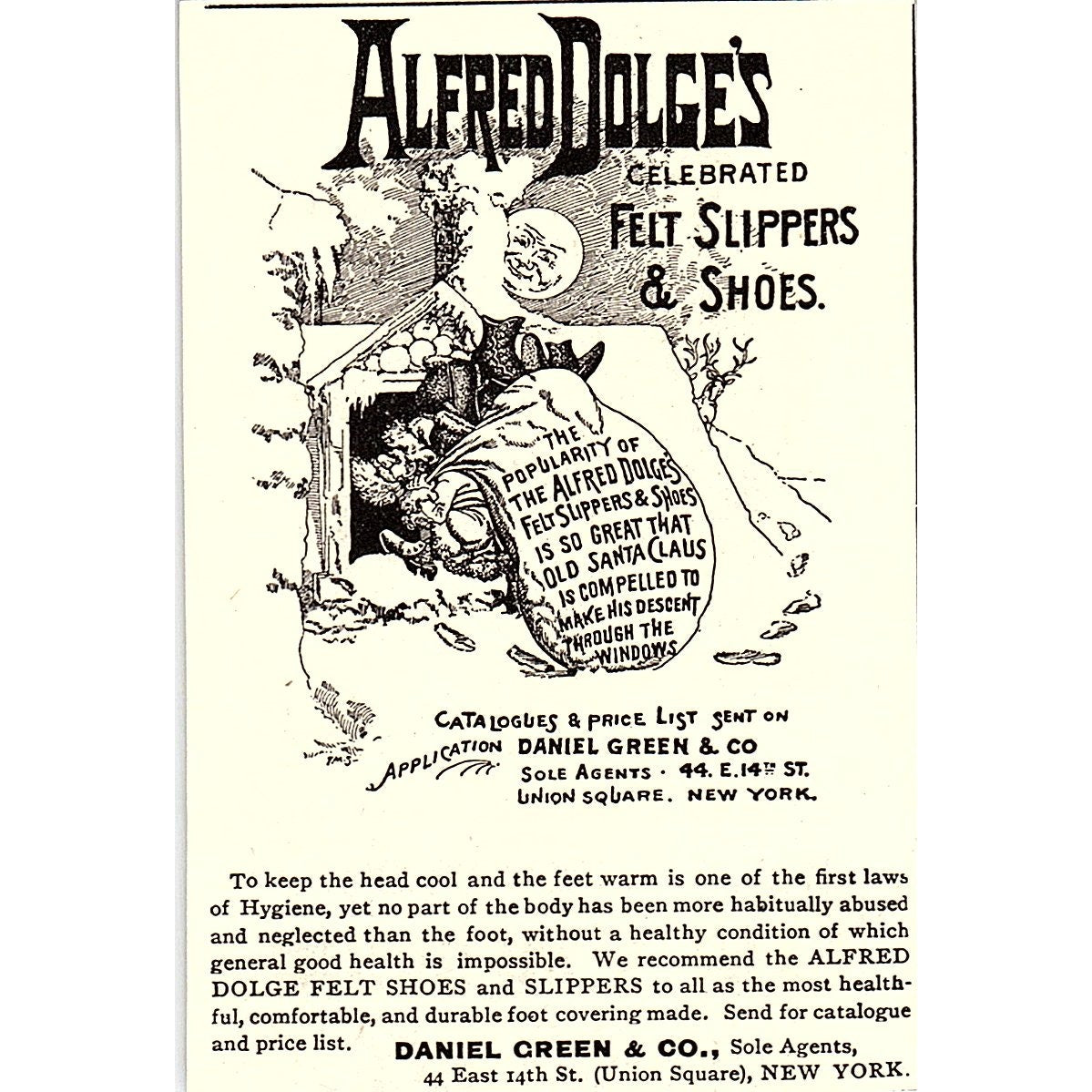 Alfred Dolge's Felt Slippers & Shoes Daniel Green & Co NY 1892 Ad AG2-M11