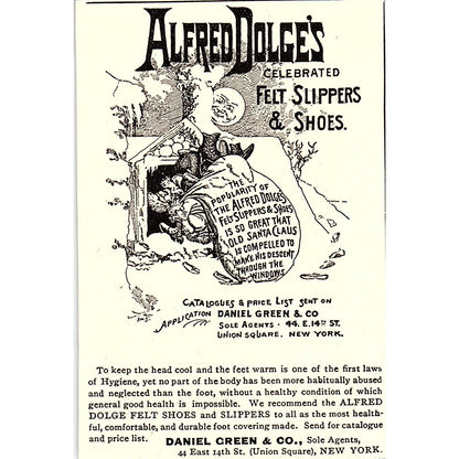 Alfred Dolge's Felt Slippers & Shoes Daniel Green & Co NY 1892 Ad AG2-M11