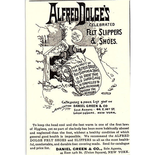 Alfred Dolge's Felt Slippers & Shoes Daniel Green & Co NY 1892 Ad AG2-M11