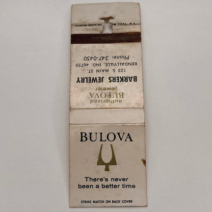Barkers Jewelry Bulova Dealer Kendallville Indiana Vintage Matchbook TB6-MB2-15
