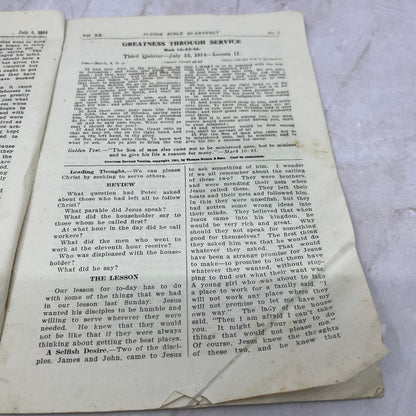 1914 Junior Bible Quarterly Laborers in the Vineyard Matt 20:1-16 TG8-VV