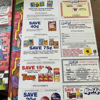 Kool-Aid Points Wacky Warehouse PurpleSaurus Rex Room 2 Page 1989 Ad AF3-3