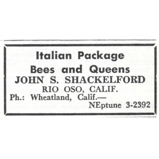 Italian Queens John S. Shackelford Rio Oso California 1961 Magazine Ad AK6-S13