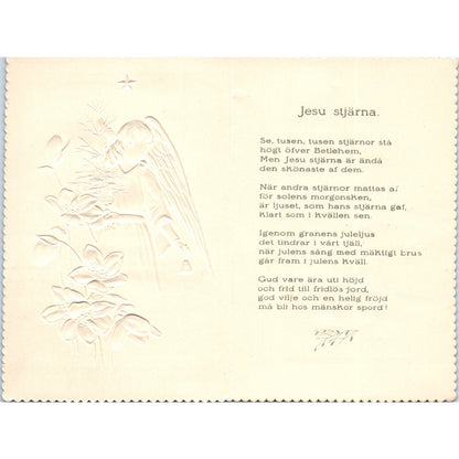 Antique God Jul Embossed Swedish Christmas Card Jesus Star AF7-E11