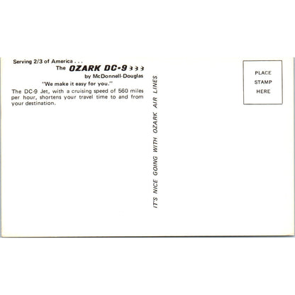 McDonnell-Douglas Ozark DC-9 Vintage Postcard PC19