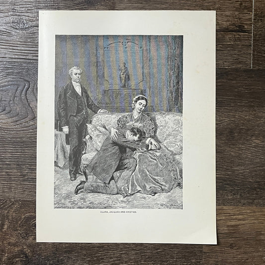 Clara, Jacques and Aristide Adrien Marie Antique Engraving 9x12 V10