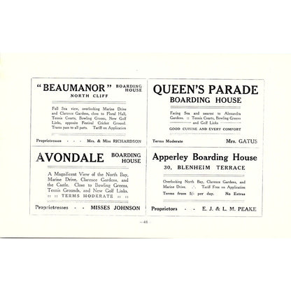 Southlands Private Hotel, Montpellier South Cliff Scarborough c1910 Ad AF3-9