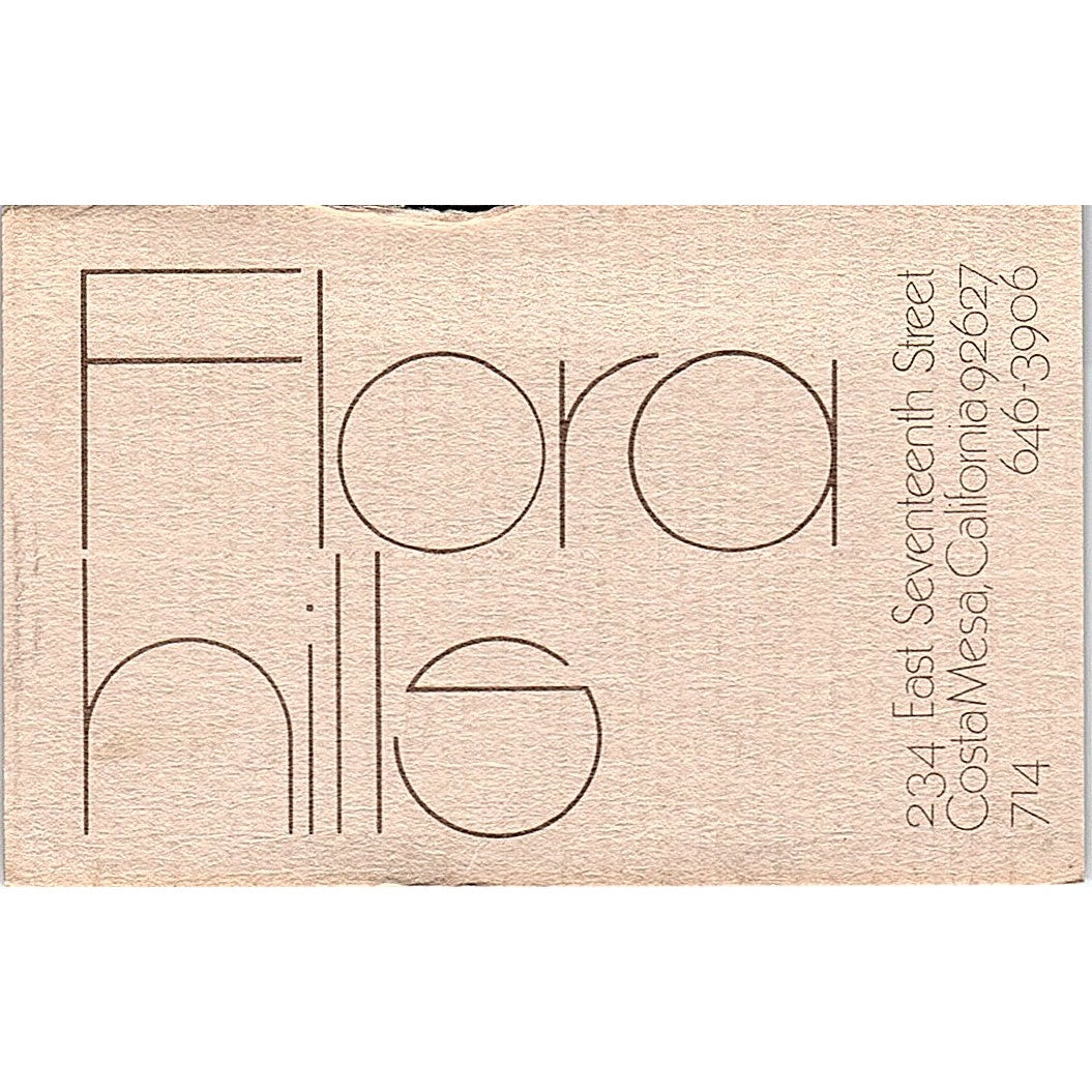 Joseph Flora Hills Costa Mesa CA Vintage Business Card SB4-B16
