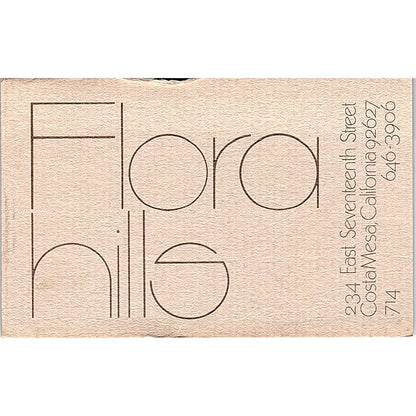 Joseph Flora Hills Costa Mesa CA Vintage Business Card SB4-B16