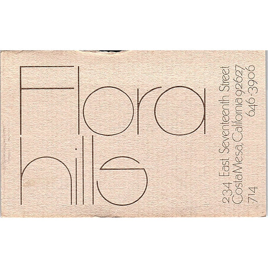 Joseph Flora Hills Costa Mesa CA Vintage Business Card SB4-B16