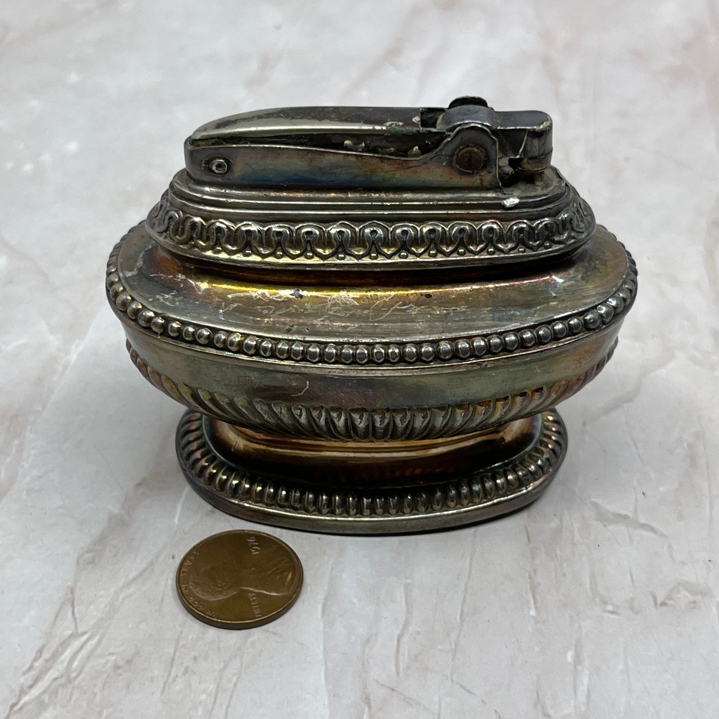 Vintage Ronson Sterling Silver Queen Anne Table Lighter TL21