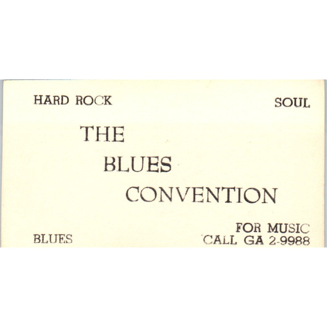 The Blues Convention Hard Rock Soul GA 2-9988 Vintage Business Card SD8-B12