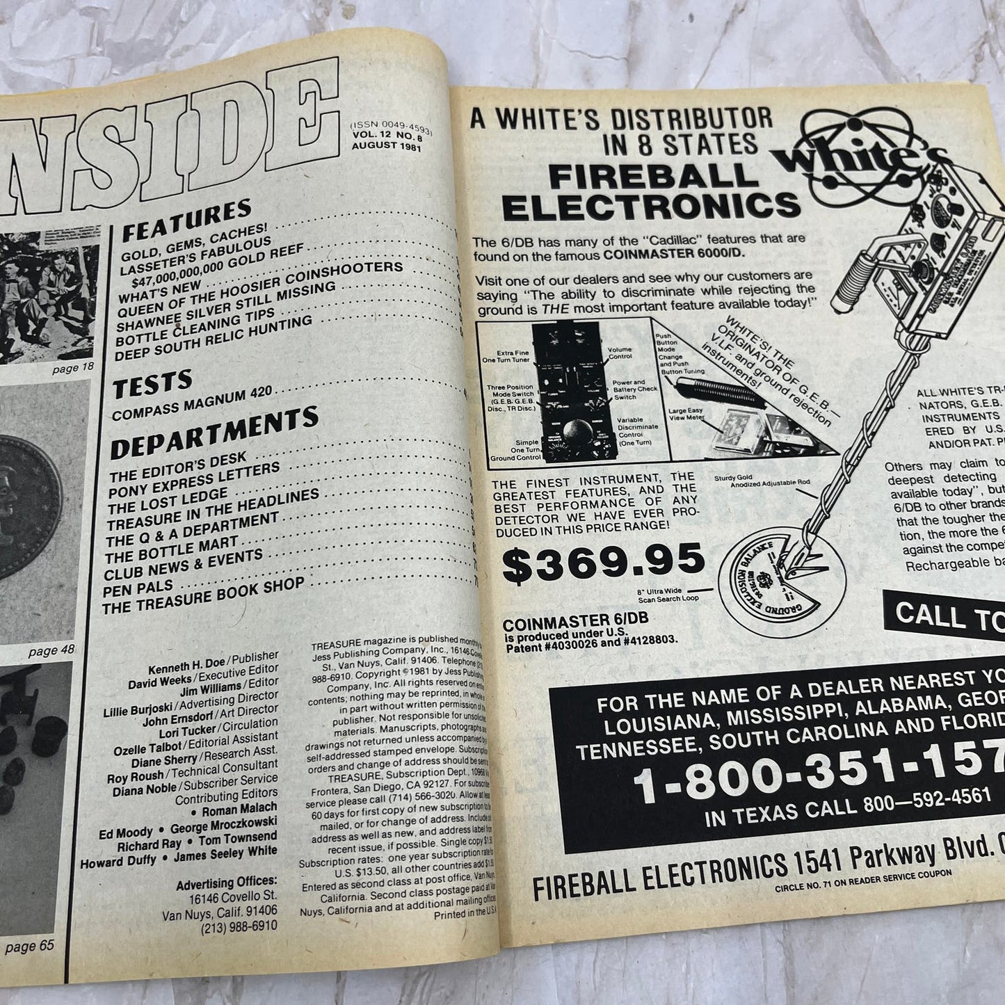 1981 Aug - Treasure Magazine - Treasure Hunting Metal Detecting Gold Coins M10