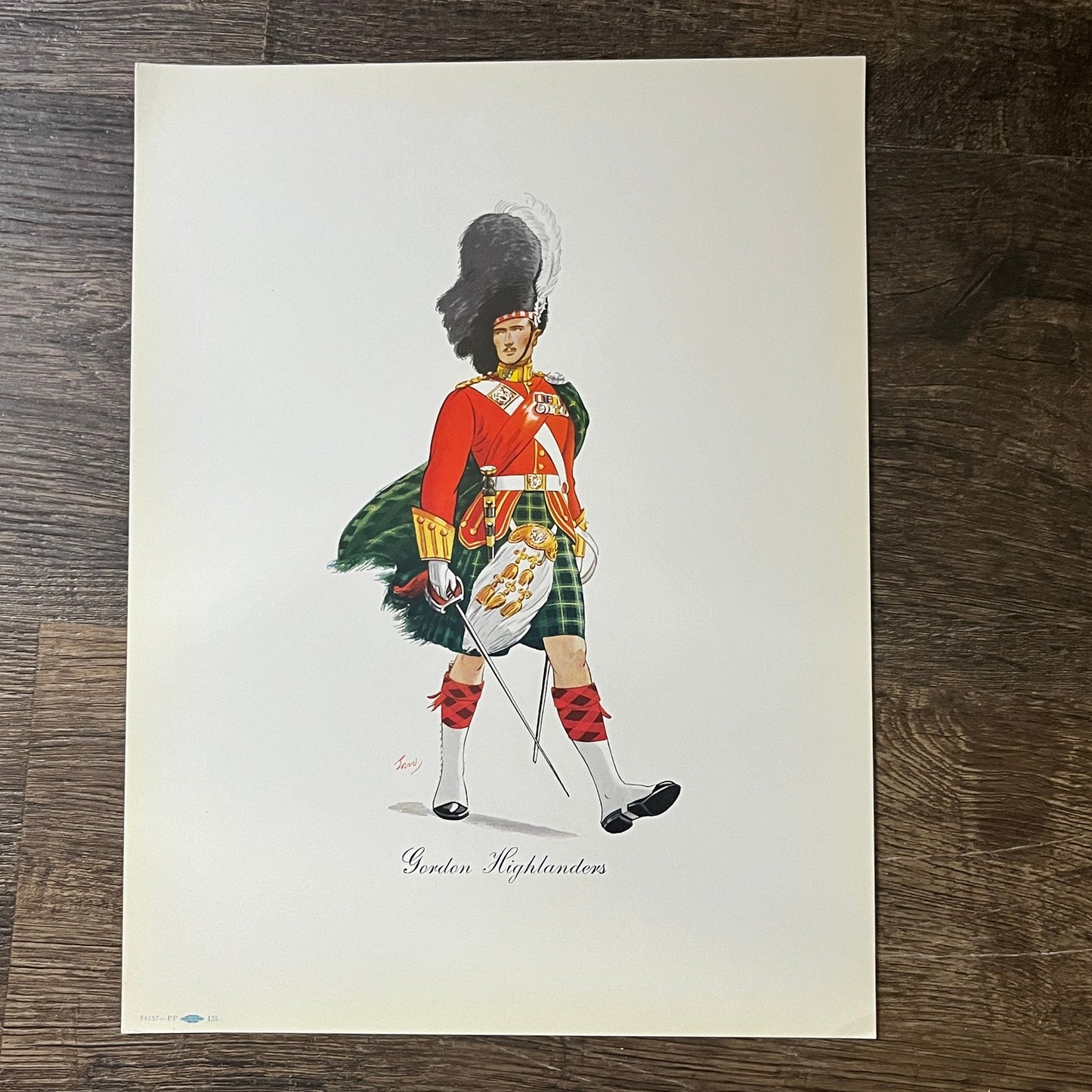 Gordon Highlanders Scottish Military Uniform Lithograph Vtg Art Print 10x13 V5
