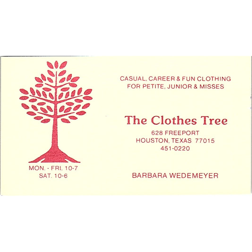 The Clothes Tree Barbara Wedemeyer Houston Vintage Business Card SE5-B4